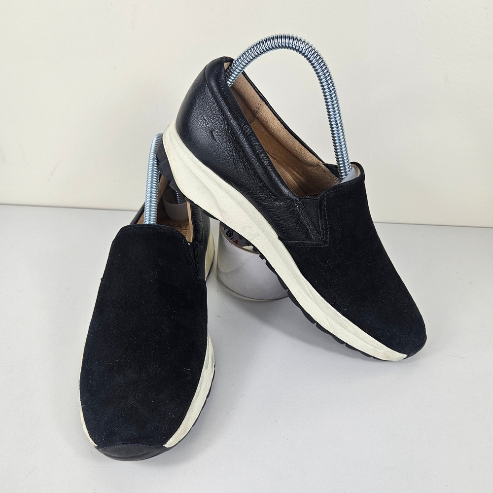 Naturalizer Selah Womens 6.5 Black Suede Leather Slip On Wedge Platform Sneakers